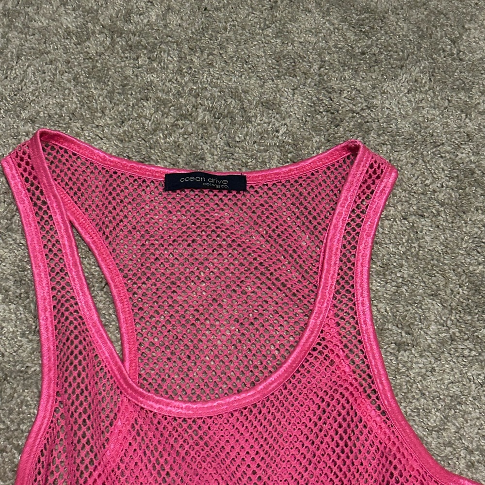 Pink Mesh Women's Tank Top - Picture 3 of 5